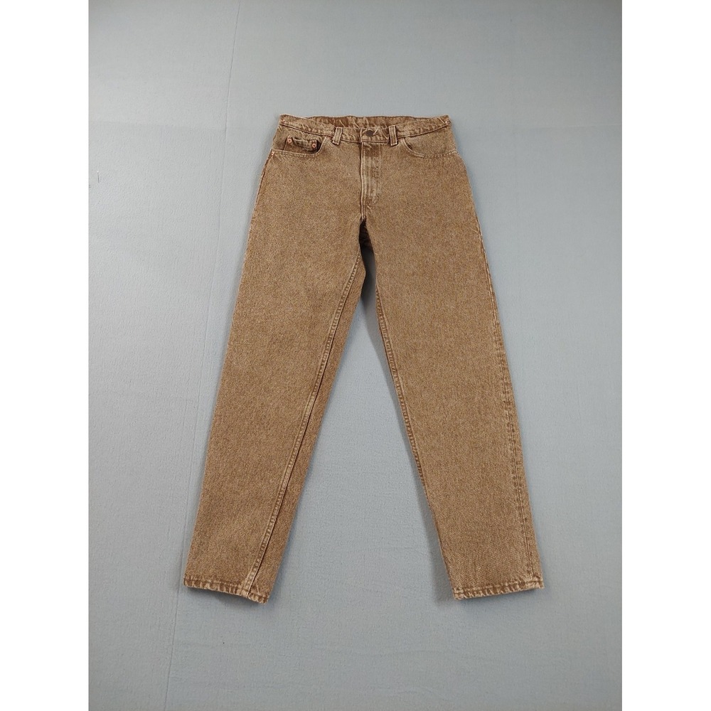 Levis Men Denim Jeans 34 Brown Zip Button 5 Pockets Mid Rise Regular Fit Casual
